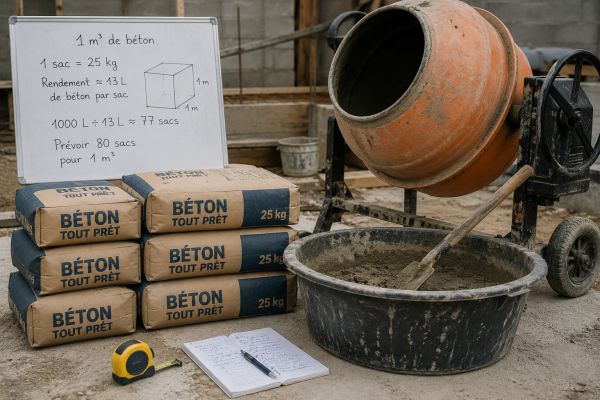 Combien de sac de béton tout prêt pour 1m3: guide essentiel